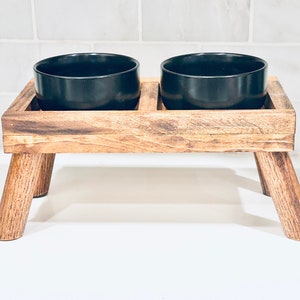 Small Dog Bowl Stand With Bowls | Raised Dog Food Stand | Elevated Dog Feeder | Small Dog Feeder | Yeti Dog Stand | Senior Dog Pet Feeder