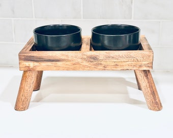 Small Dog Bowl Stand With Bowls | Raised Dog Food Stand | Elevated Dog Feeder | Small Dog Feeder | Yeti Dog Stand | Senior Dog Pet Feeder