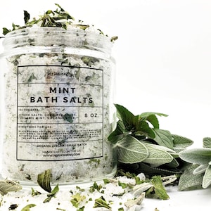 Mint Bath Salts | Spa Gift | Organic Self Care | Wedding Gift | Natural Skincare | Party Favors | Health and Beauty | Bridesmaid Gift