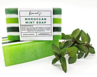 Moroccan Mint Soap | Spa Gift | Artisan | Organic Self Care | Small Batch Bar Soap | Wedding Gift | Natural Skincare | Party Favors | Bridal