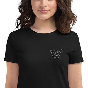 Embroidered Hang Loose | Shaka Sign | Women&#39;s T-Shirt | Gift For Surfer | Hawaii | Personalized Gift For Friend | Comfy Clothing