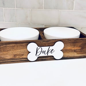 Small Dog Pet Bowl Set | Pet Feeding Station | Custom Dog Feeding Stand | Personalized Dog Feeder | Ceramic Dog or Cat Bowl | Farmhouse Pet