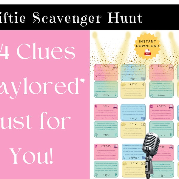 Swiftie Scavenger Hunt - A "Taylored" Treasure Hunt just for you - PDF Instant Download - 24 Clues!