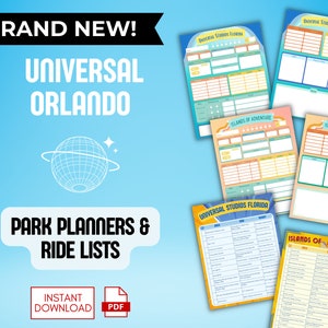 2024 Universal Orlando Park Planner & List of Rides - Theme Park Printable -  Instant Download Printable PDF