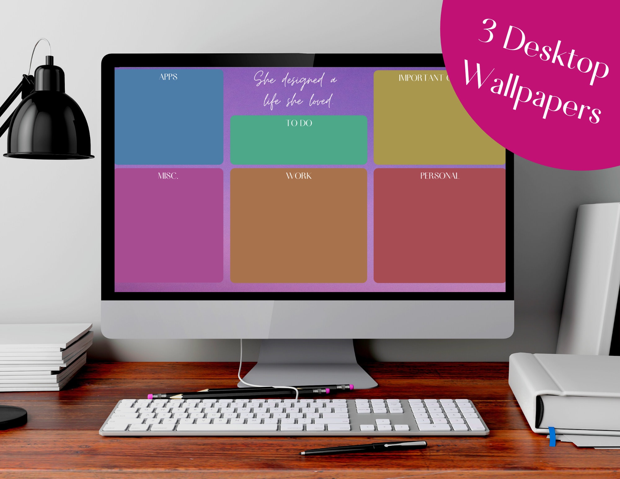 Desktop Wallpapers Organizer 3 Wallpapers Included INSTANT Etsy
