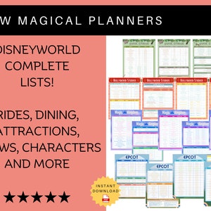 2024 WDW Lists: Rides, Attractions, Characters, Shows, Dining Options & More! - Orlando Theme Park Printable -  Download Printable PDF
