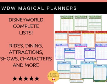 2024 WDW Lists: Rides, Attractions, Characters, Shows, Dining Options & More! - Orlando Theme Park Printable -  Download Printable PDF