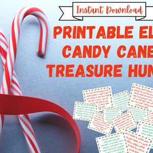 Elf Candy Cane Treasure Hunt! INSTANT DOWNLOAD - Easy Elf Activity! Christmas Scavenger Hunt + Parents Guide