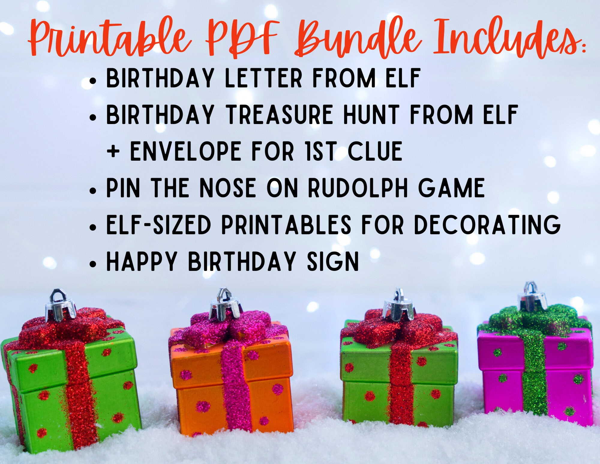 Elf Birthday Bundle Printable INSTANT DOWNLOAD Birthday - Etsy
