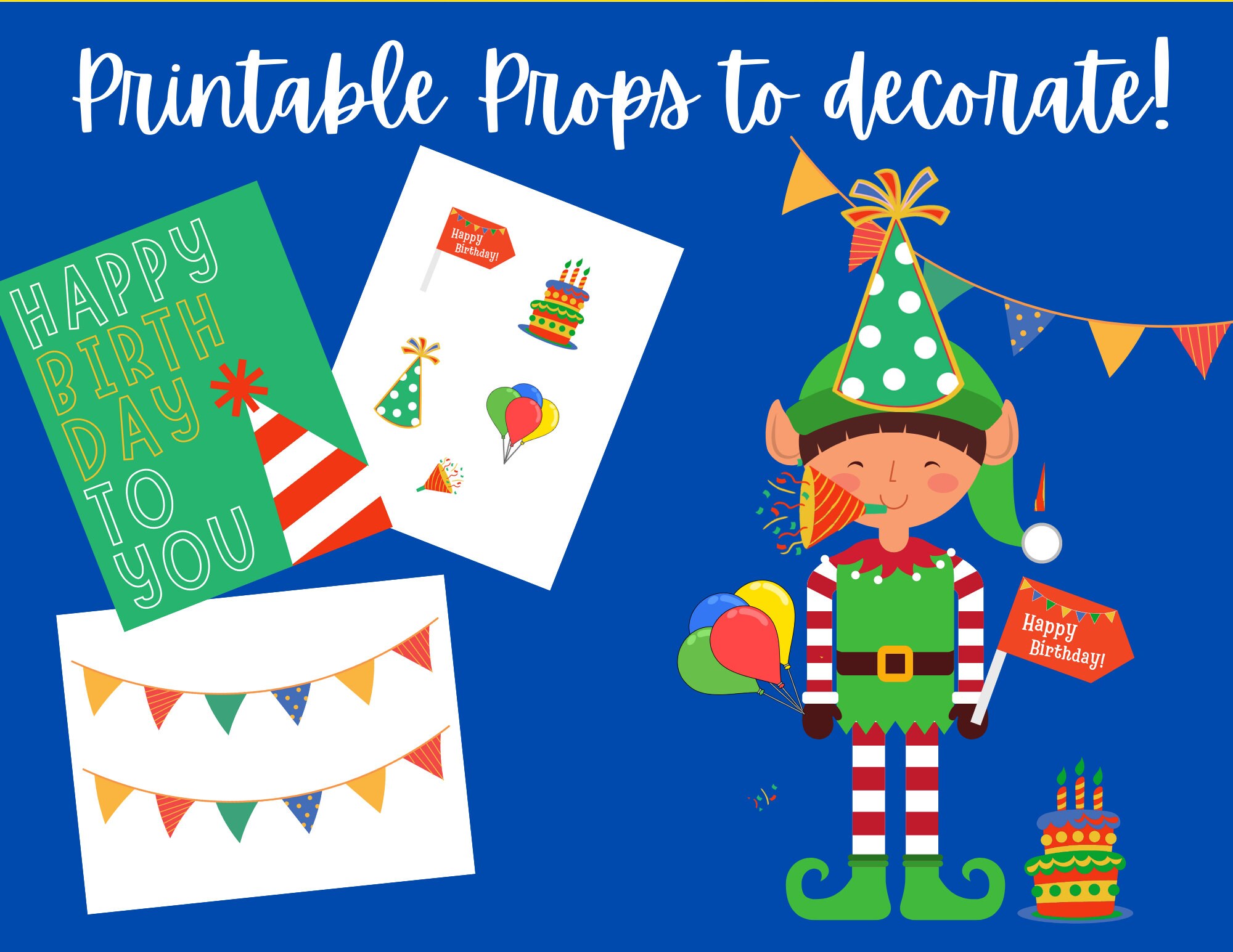 Elf Birthday Bundle Printable INSTANT DOWNLOAD Birthday Etsy