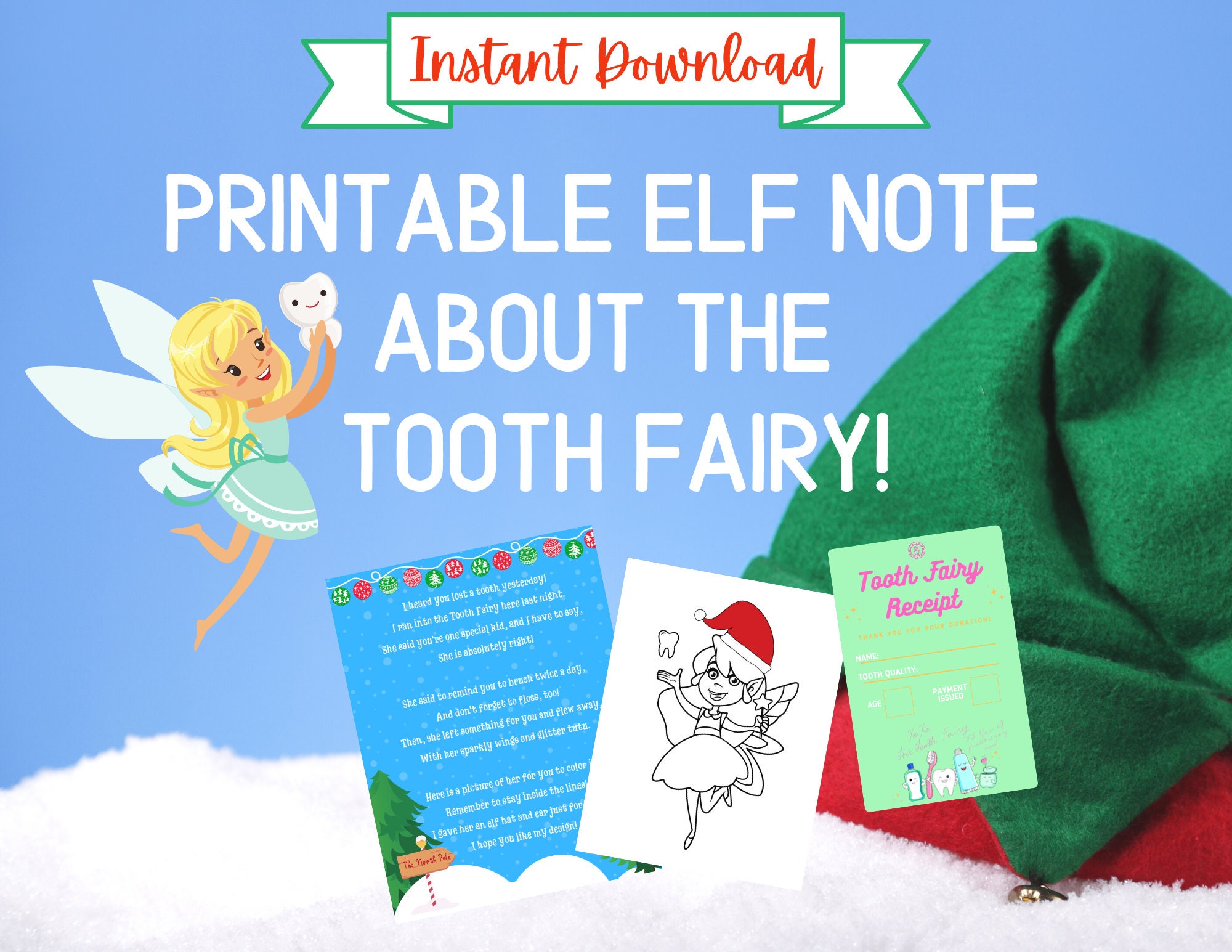 elf & tooth fairy letter bundle: printable coloring activity