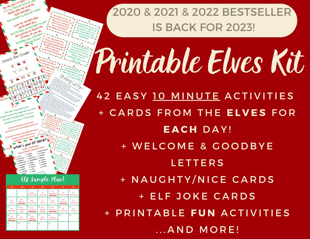 COMPLETE Elf Bundle for 2 ELVES 42 Printable Cards and Activities