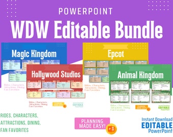 2024 WDW Orlando - All 4 Parks BUNDLE! Easy Editable Theme Park Planner - Instant Download - PowerPoint