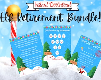 Elf Retirement Letter Bundle - Elf Retires Printable INSTANT DOWNLOAD - Elf letter, Countdown to Retirement, Official North Pole Retirement