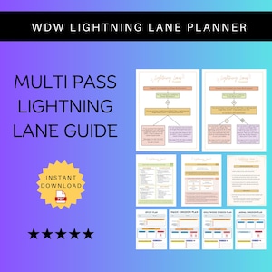 2025 Updated WDW Lightning Lane Planner - Orlando Theme Park Printable -  Instant Download Printable PDF