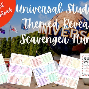 Universal Studios Trip Reveal Scavenger / Treasure Hunt ! 24 Clues + Signs - SURPRISE We're going to Universal!