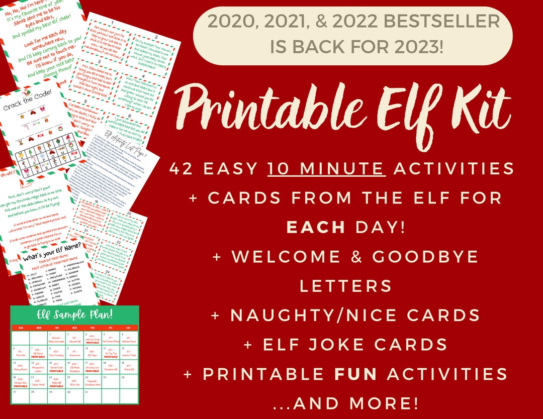 COMPLETE Elf Bundle 42 Printable Cards and Activities Planned Out and ...