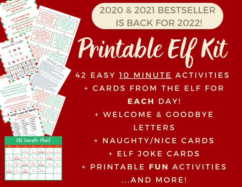 COMPLETE Elf Bundle - 42 Printable Cards and Activities planned out and EASY! Fun Activities, Elf Letters and so much more! Instant Download 