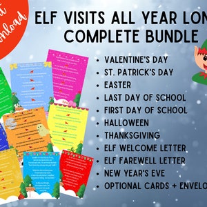 Paquete anual ELF: ¡Cartas + actividades para ocasiones especiales durante todo el año! DESCARGA INSTANTE Imprimibles Vacaciones Elf Magic