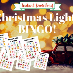 Bingo de Luzes de Natal! Passeios divertidos de carro para o Natal de 2020 - Atividades de Natal em família - para impressão DOWNLOAD INSTANTÂNEO