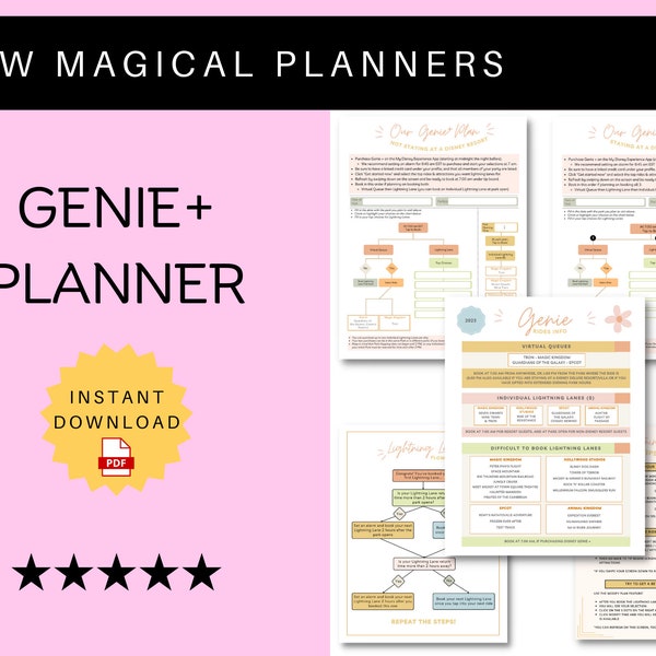 2024 WDW Genie+ Planner - Orlando Theme Park Printable -  Instant Download Printable PDF