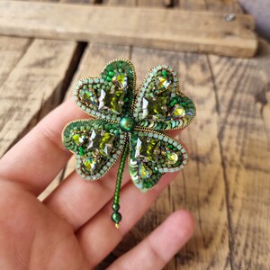 Handcrafted Clover Brooch, Unique Accessory, Gift For Mom, The Jewelry Lover, Gift For Nature Lover, Four Leaf Clover, Mother's Day Gift image 5