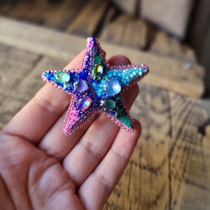 Beaded Star Brooch, Colorful Star Pin, Embroidered Jewelry, Exclusive Brooch, Mother's Day Gift, Summer Accessory, Gift For Jewelry Lover image 4