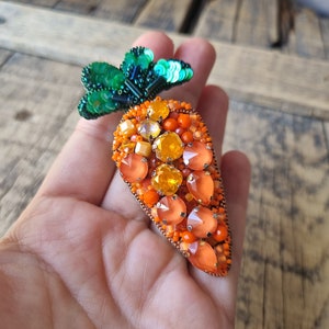 Handcrafted Carrot Brooch with Intricate Beadwork,Unique Gift For Veggie Lovers, The Jewelry Lover, Orange Accessories, Gift For Mother, image 8