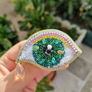 Colorful Eye Brooch, Unique Fashion Accessory, Evileye Accessories, Gift For Mother, Beaded Patch, Summer Jewelry image 5