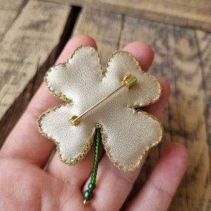 Handcrafted Clover Brooch, Unique Accessory, Gift For Mom, The Jewelry Lover, Gift For Nature Lover, Four Leaf Clover, Mother's Day Gift image 9