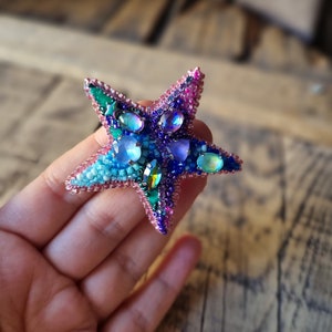 Beaded Star Brooch, Colorful Star Pin, Embroidered Jewelry, Exclusive Brooch, Mother's Day Gift, Summer Accessory, Colorful Jewelry image 6