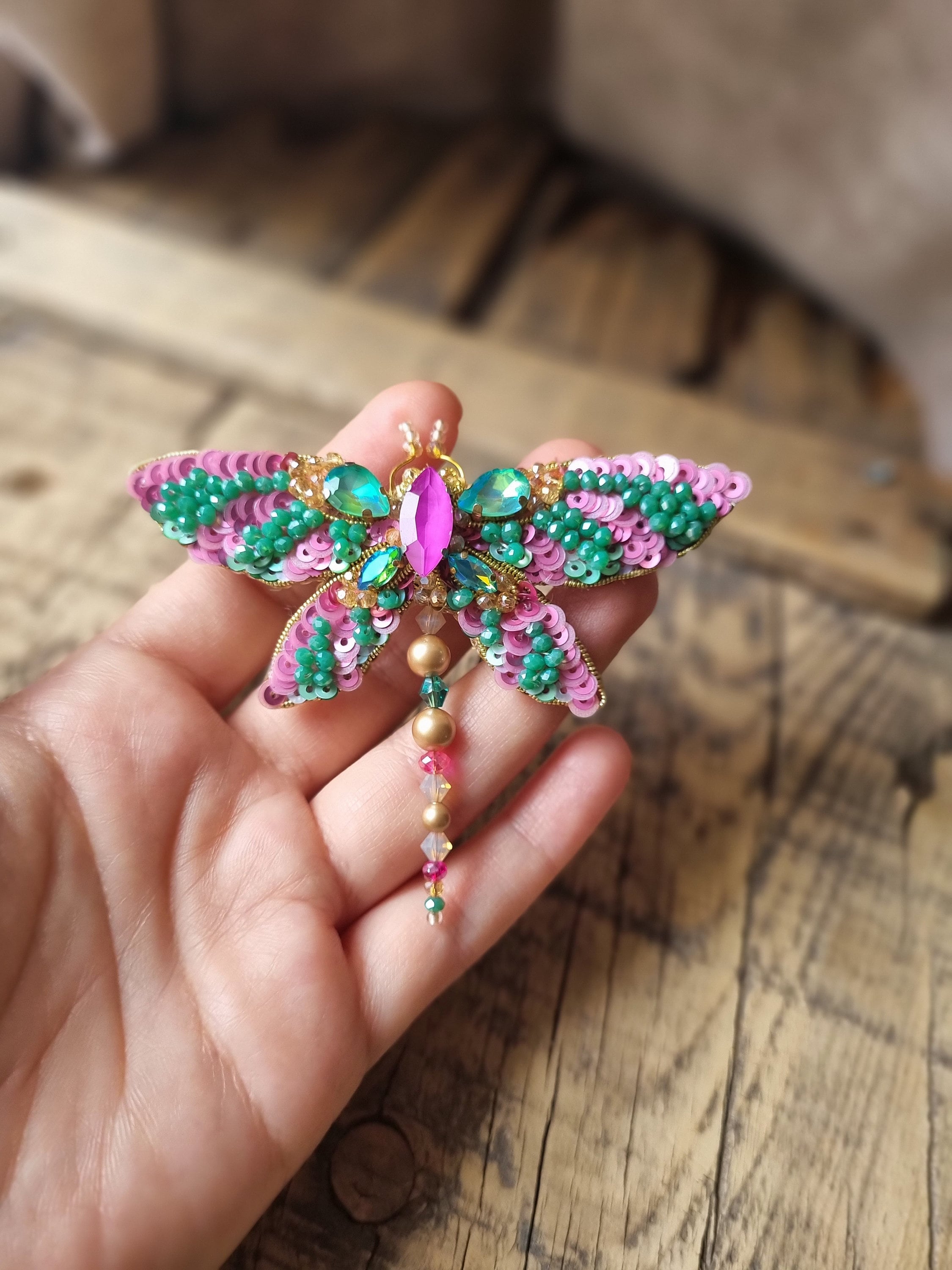 Pink Beaded Dragonfly Brooch ✨ Make Your Own Beaded Dragonfly Pendant! ✨ https  main image 4