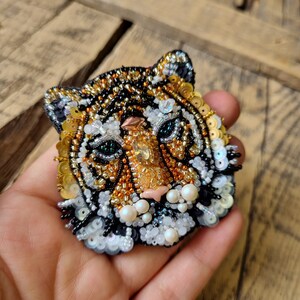 Handmade Tiger Brooch, Handcrafted Pin, Embroidery Brooch, Unique Gift For Her, Gift For Mother, Wildlife Inspired, Custom Jewelry image 10