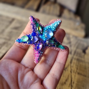 Beaded Star Brooch, Colorful Star Pin, Embroidered Jewelry, Exclusive Brooch, Mother's Day Gift, Summer Accessory, Colorful Jewelry image 2