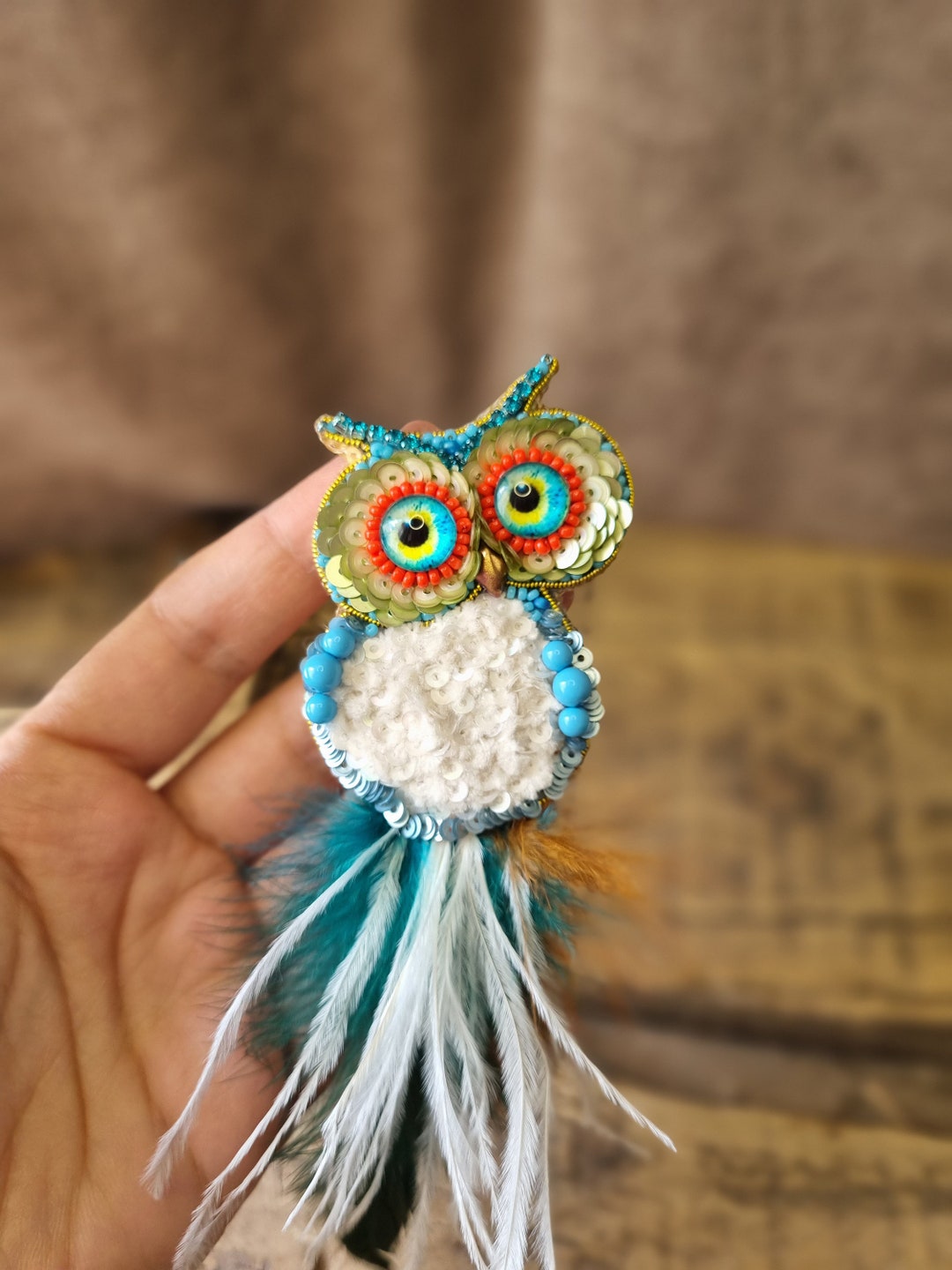 Broche Vintage Hibou En étain Anglais - Bijou Animalier - Occasion Excellent état
