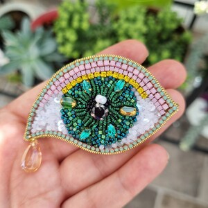 Colorful Eye Brooch, Unique Fashion Accessory, Evileye Accessories, Gift For Mother, Beaded Patch, Summer Jewelry image 4