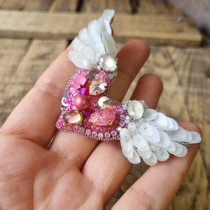 Angel Wing Brooch, Pink Heart Pin, Love symbol, Elegant accessory,The Jewelry Lover Ethereal Beauty, Mother's Day Gift, Gift For Girlfriend image 5