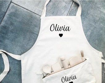 Personalised kids apron with heart motif