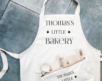 Little Bakery  kids apron, Childs apron, personalised apron, star baker,  Apron set,  bag utensils baking, party present, cooking, wooden