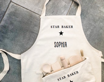 Star Baker, childs personalised apron, kids apron, kids baking set, bag untensils, personalised apron, gift, present, childs apron,