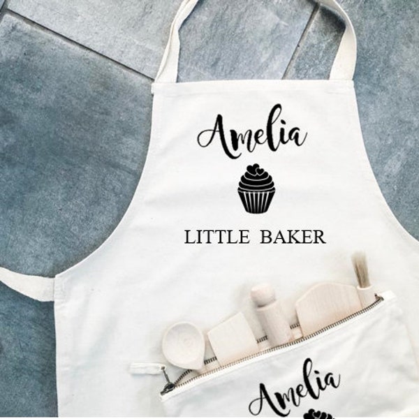 Little Baker, cupcake, tablier pour enfant, Heart CupCake, Kids, ensemble de tablier personnalisé, ustensiles de sac, Star Baker, cuisson, cadeau, Noël, cuire,