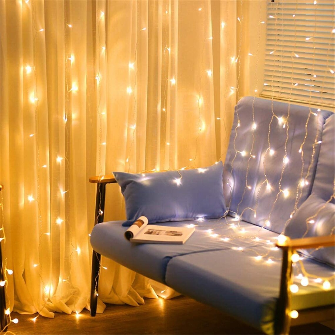 304 LED Curtain String Lights 9.8 x 9.8 ft 8 Modes Plug in Etsy