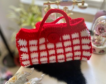 Red Crochet Handbag | Knitted Purse | Women Purse