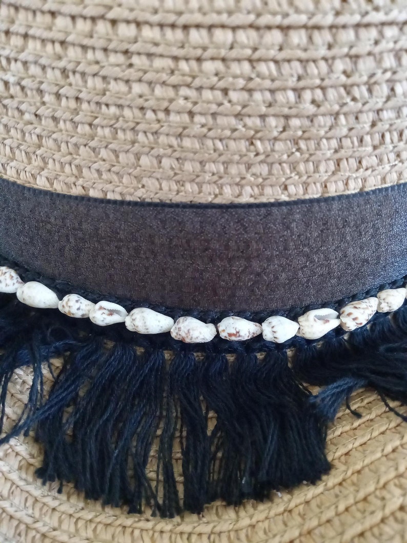 Wide Brim Beach Hat Summer Black Stripe Hat for Ladies and Women image 8
