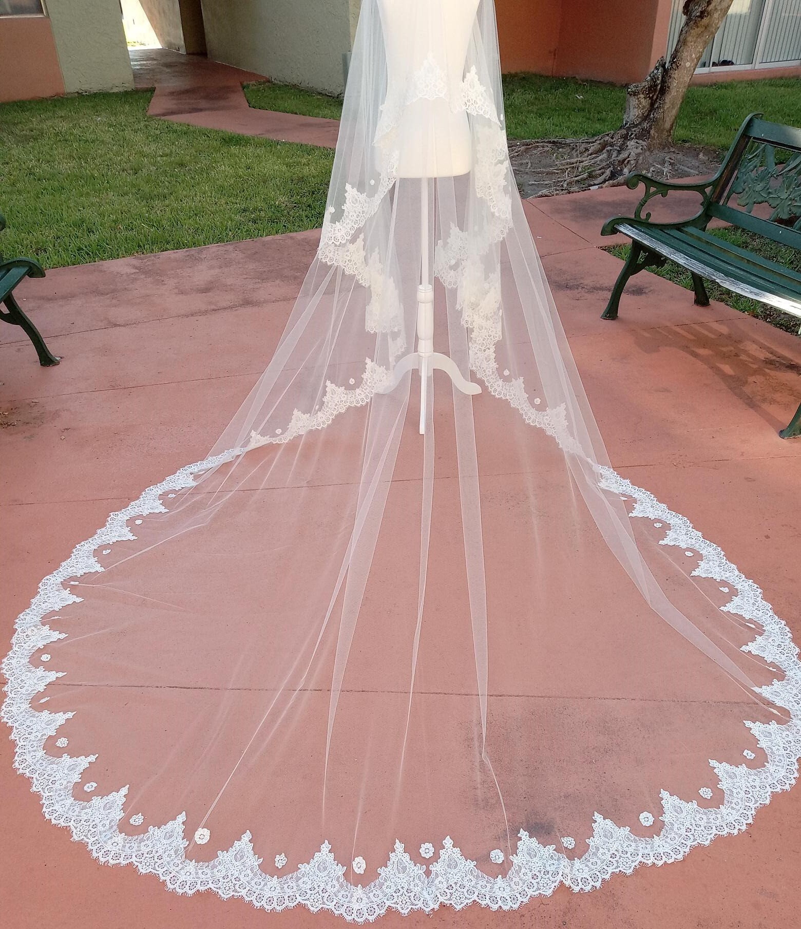 Light Ivory, Swarovski Rhinestone Veil *brand new* Sparkly Cathedral Veil with Swarovski Crystals | WeddingVeil.com main image 3