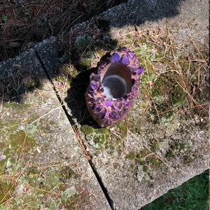 Purple Aura Quartz Candleholder