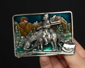 Vintage Mountain Frontier Men Belt Buckle