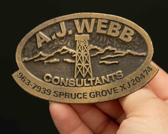 A.J. Webb Consultants Belt Buckle, 3.1" x 2", Fits 1.85" Belts