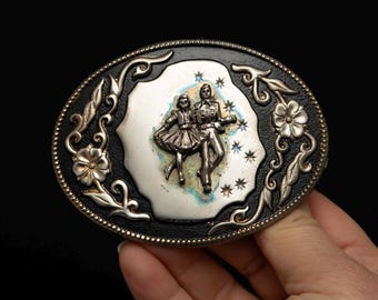 Vintage Western Silver Tone Belt Buckle, Square Dancing  display picture 3