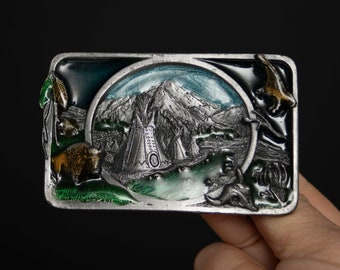 Vintage Siskiyou American Indian Belt Buckle